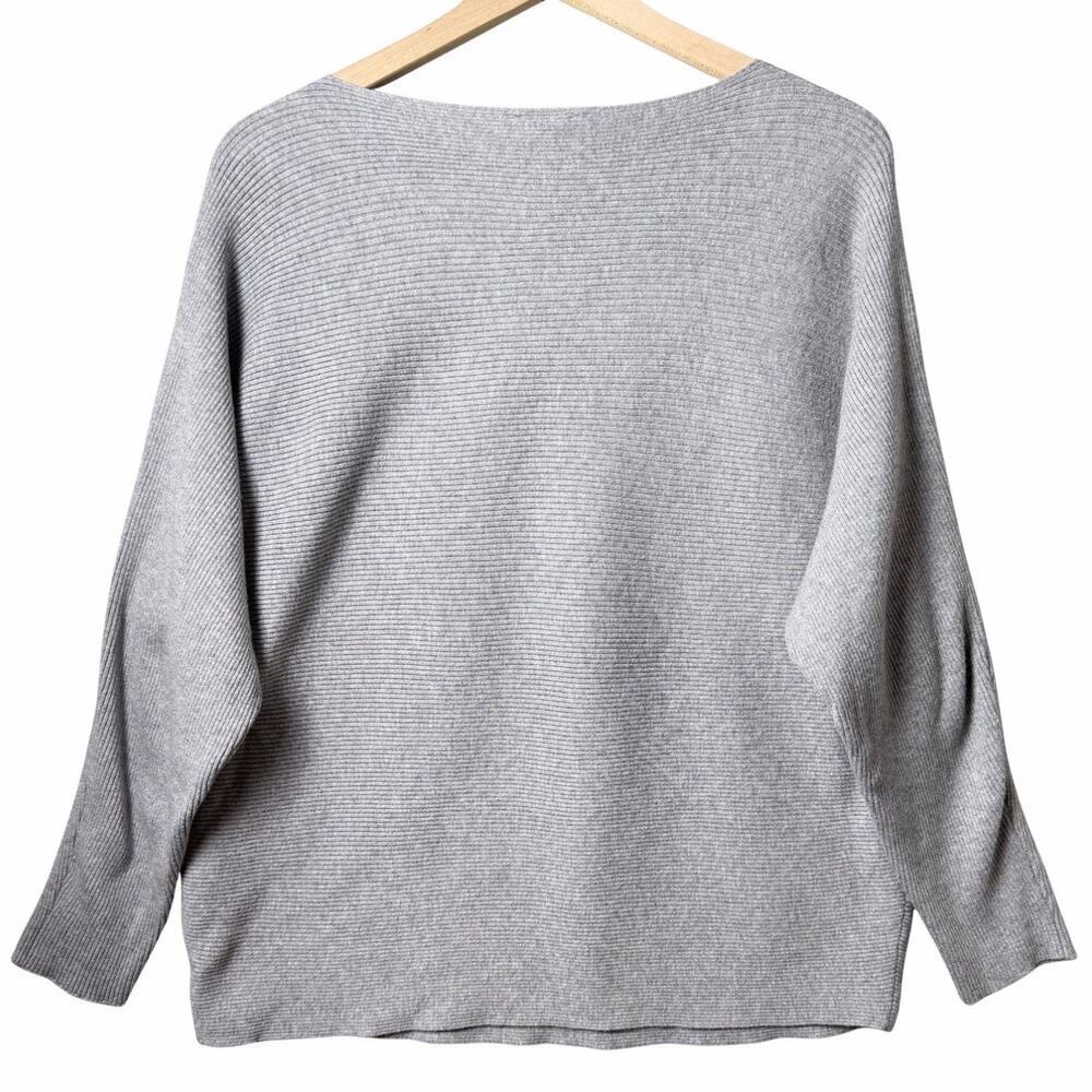 Rio & Rian Gray Ribbed Long Sleeve Drop Shoulder Sweater Women's size XL - Picture 2 of 7